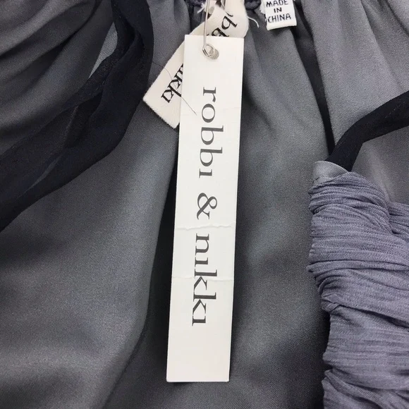 Robbi & Nikki Gray Chiffon Beaded Ruched Neck Tunic Blouse - Picture 7 of 8